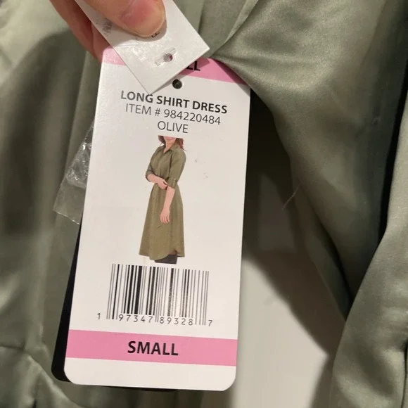 NWT French Connection Olive Green Shirt Dress Medium M Midi Belted Satin Career - Picture 7 of 11